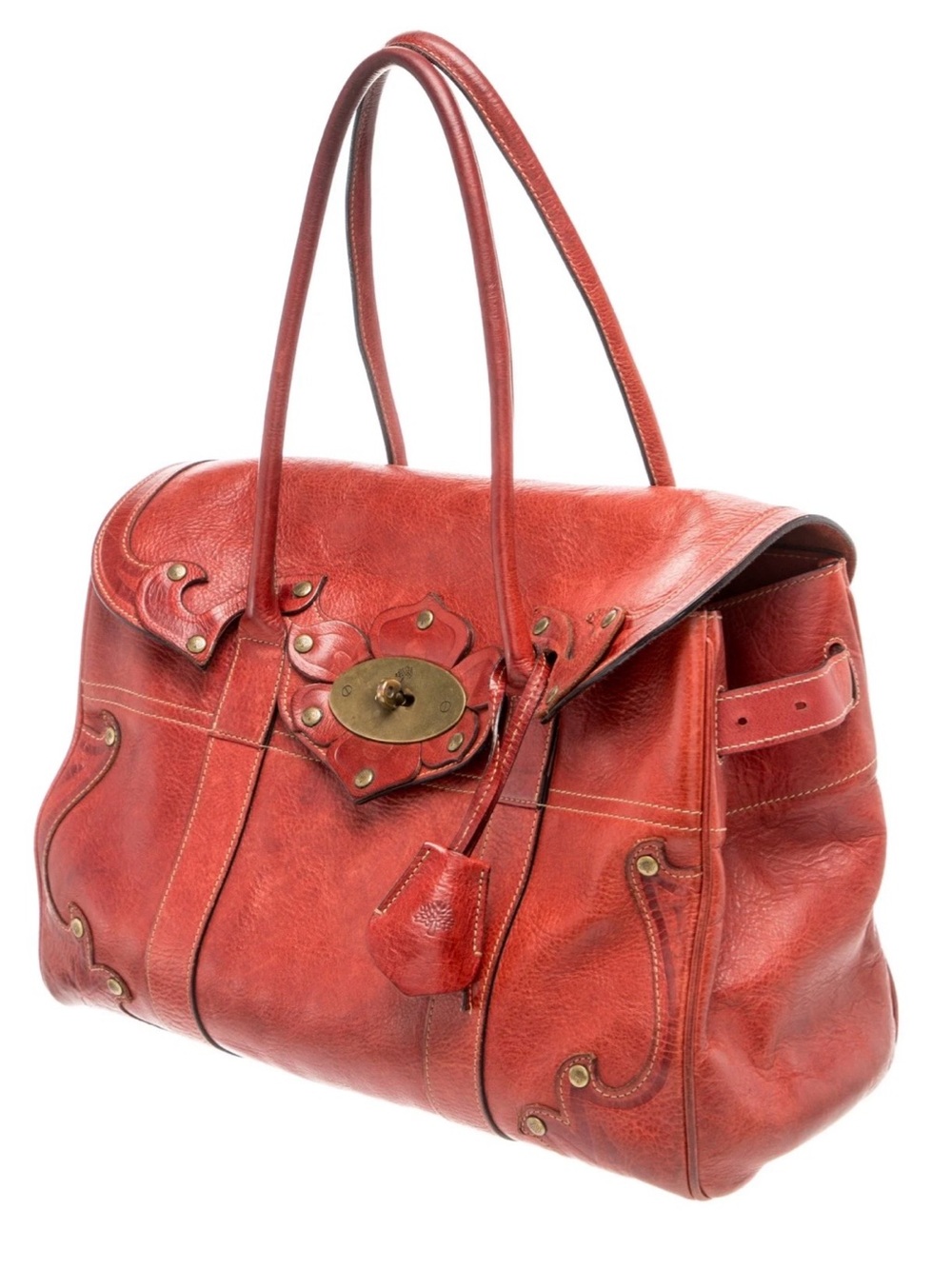 MULBERRY Bayswater Tooled Red Leather Satchel Bag - Picture 2 of 11